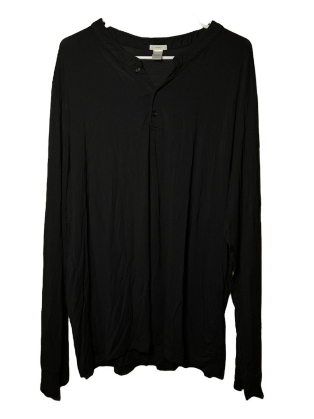 Eberjey Black Modal Henley Comfort Stretch Henry Men's Long Sleeve Shirt